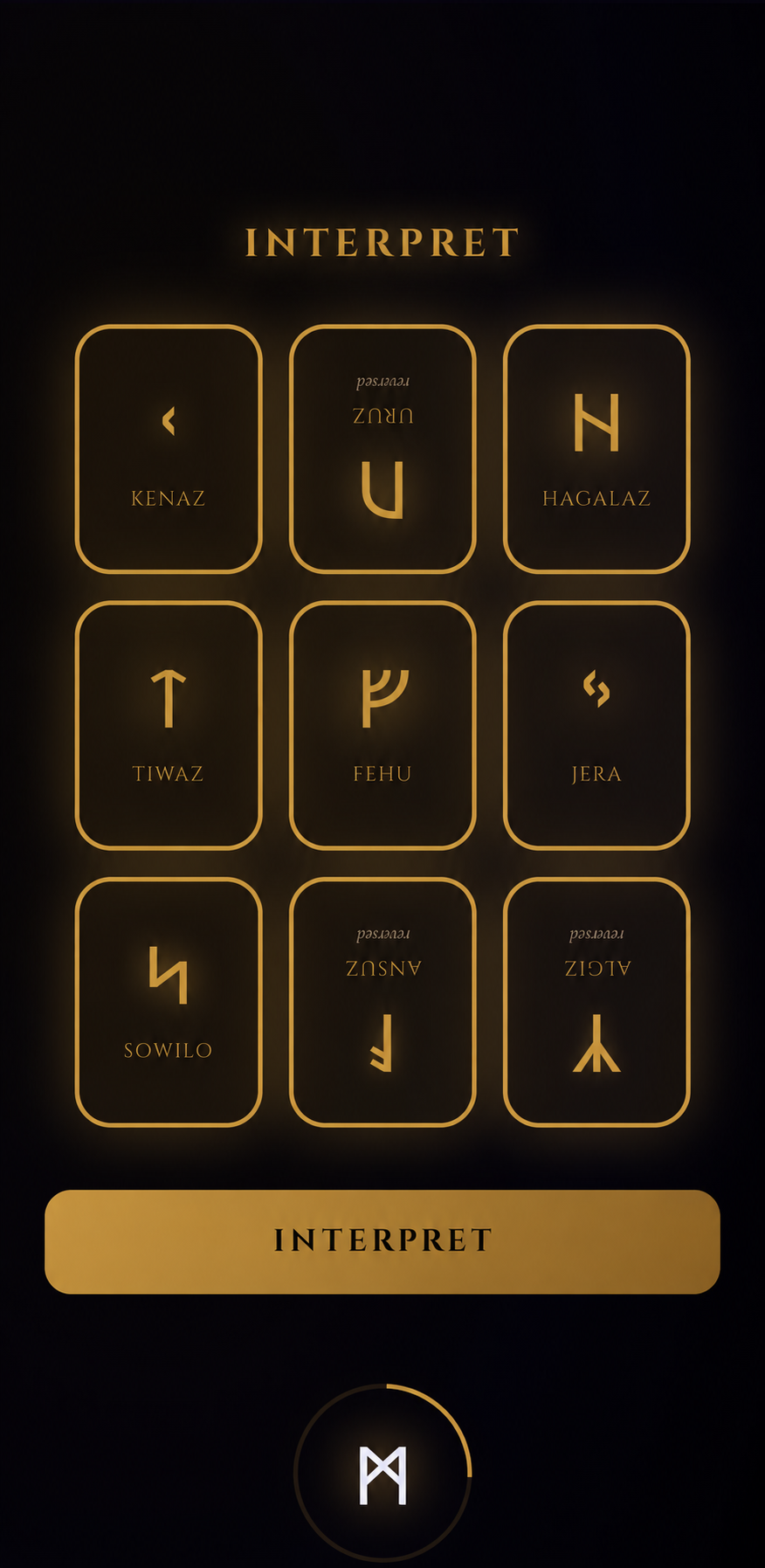Stoic Stars screenshot: Runes · Symbolic spread